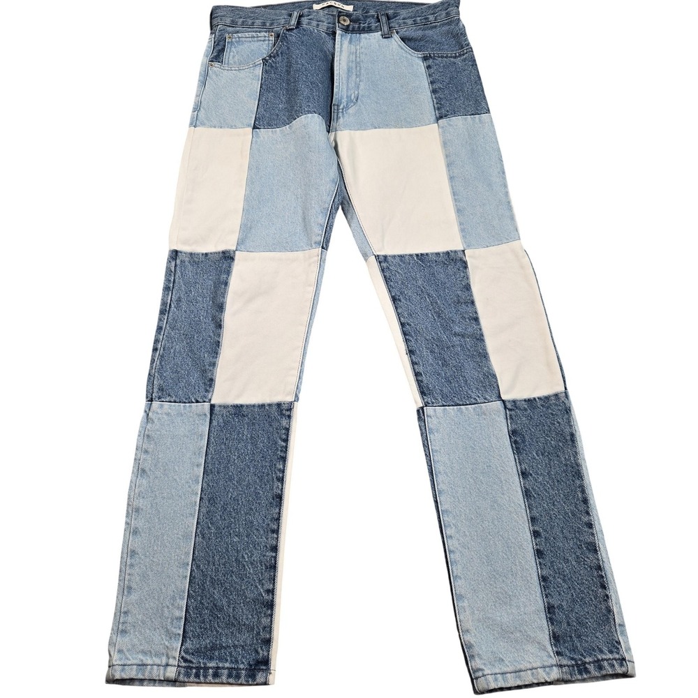 PacSun Vintage Loose Jeans Mens 33x29 (tag 30) Light Wash Patchwork Denim